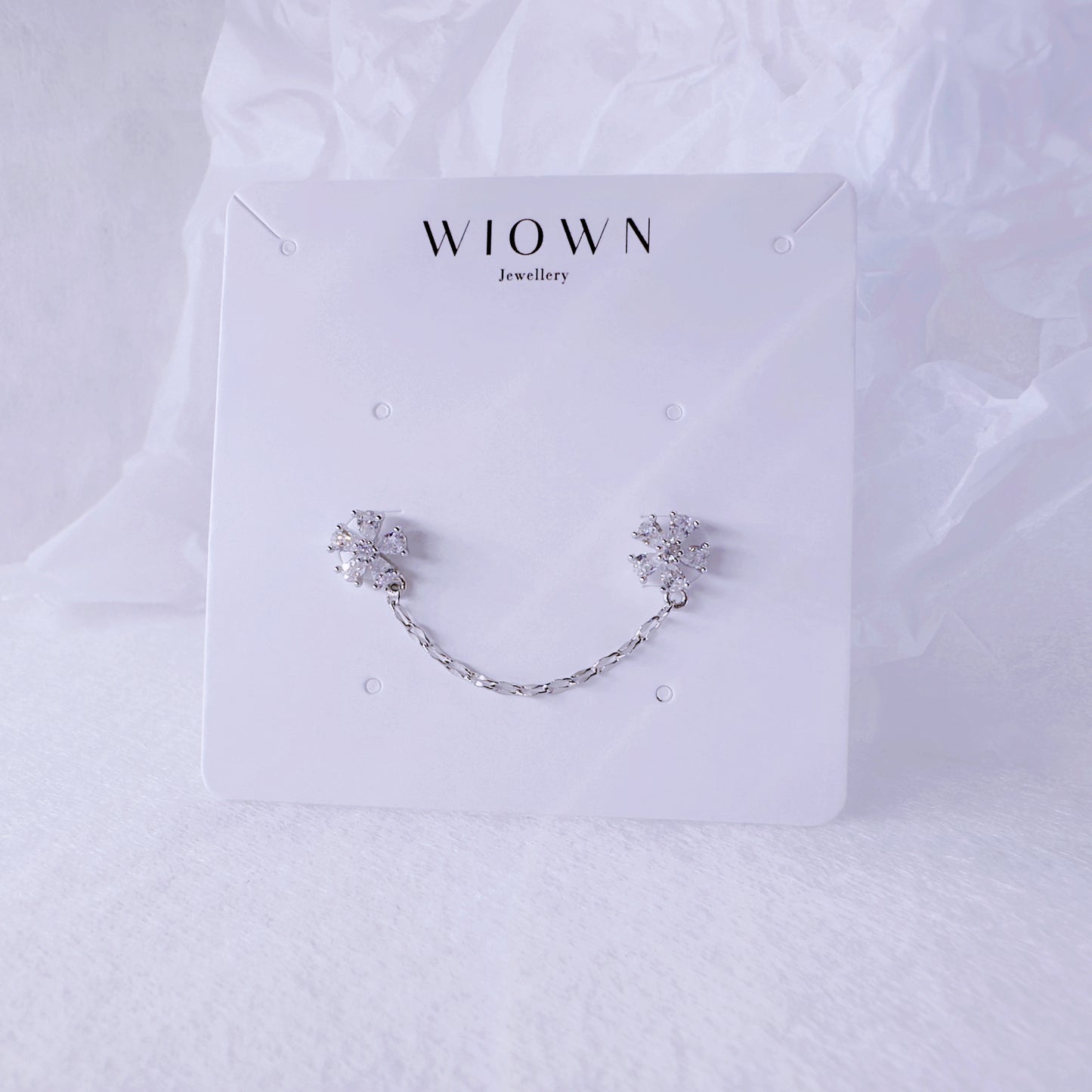 Twin Brilliance Flower Chain Stud Earring