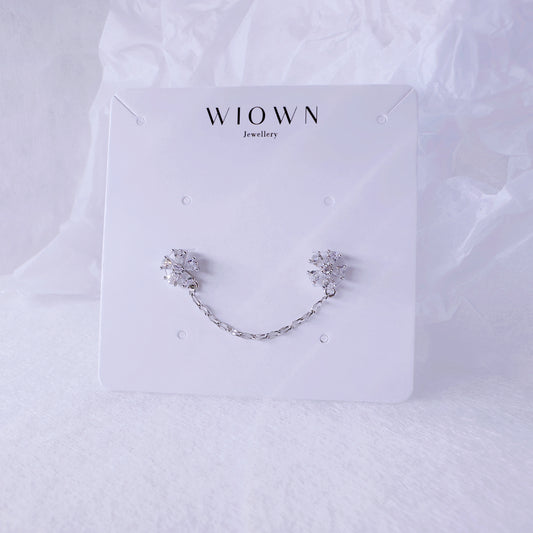 Twin Brilliance Flower Chain Stud Earring